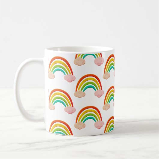 Vintages Papier schneiden Regenbogen und Wolken Kaffeetasse (Links)