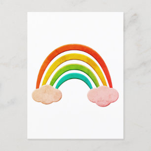 Vintages Papier schneiden Regenbogen und Wolken Postkarte