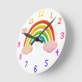 Vintages Papier schneiden Regenbogen und Wolken Runde Wanduhr (Winkel)