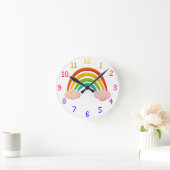 Vintages Papier schneiden Regenbogen und Wolken Runde Wanduhr (Zuhause)