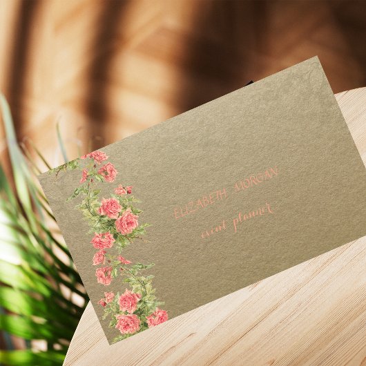 Vintages Papier, Spitze, Rose Visitenkarte