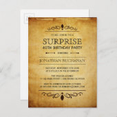 Vintages Papier | Überraschung Geburtstagsparty Ty Einladungspostkarte (Vorne/Hinten)