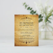 Vintages Papier | Überraschung Geburtstagsparty Ty Einladungspostkarte (Stehend Vorderseite)