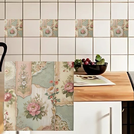 Vintages Papier und Blume Fliese