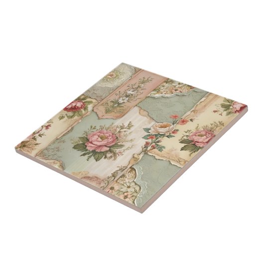 Vintages Papier und Blume Fliese (Seite)