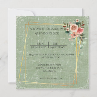 Vintages Papier und Rose Einladung