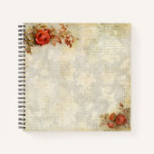 Vintages Papier und Rose-Notebook Notizbuch (Vorderseite)