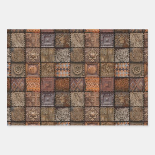 Vintages Papierfliesen Geschenkpapier Set (Vorderseite 3)