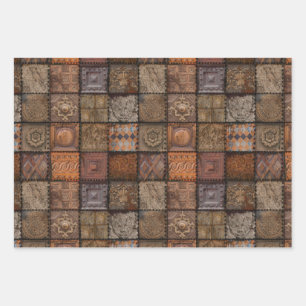 Vintages Papierfliesen Geschenkpapier Set