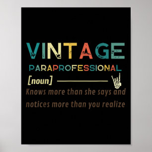 Vintages Paraprofessional (Substantiv) Funny Quote Poster