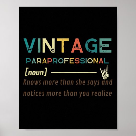 Vintages Paraprofessional (Substantiv) Funny Quote Poster (Vorne)