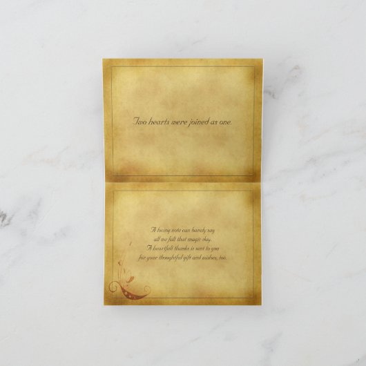 Vintages Parchment Blumenzehen Dankeschön-Karte Dankeskarte (Innenseite)