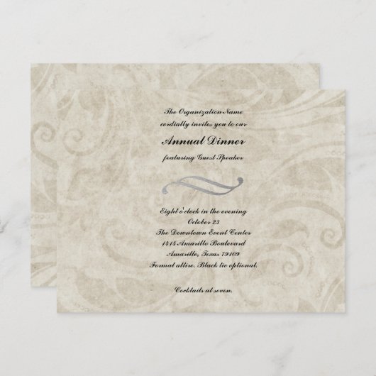 Vintages Parchment Design Dinner Einladung (Vorne/Hinten)
