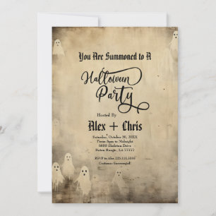Vintages Parchment Gothic Ghost-Halloween-Party Einladung