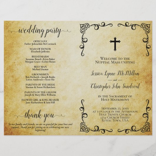 Vintages Parchment Hochzeitsfeier (Vorderseite)