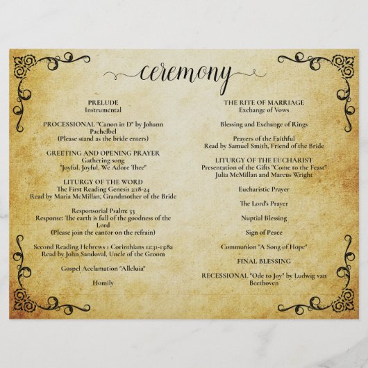 Vintages Parchment Hochzeitsfeier (Rückseite)