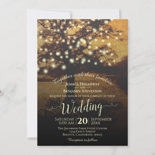 Vintages Parchment Treppenleuchten Rustikale Hochz Einladung (Vorderseite)