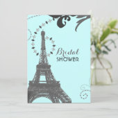 Vintages Paris-Brautparty Einladung (Stehend Vorderseite)