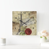 Vintages Paris-Design Quadratische Wanduhr (Zuhause)