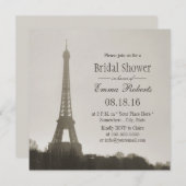 Vintages Paris Eiffel Tower Brautparty Einladung (Vorne/Hinten)