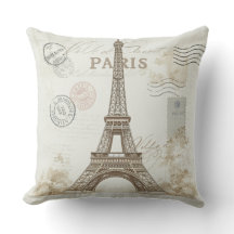 Vintages Paris Eiffel Tower Throw Kissen Design