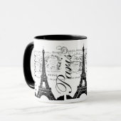 Vintages Paris-Eiffelturm-Label Tasse (Vorderseite Links)