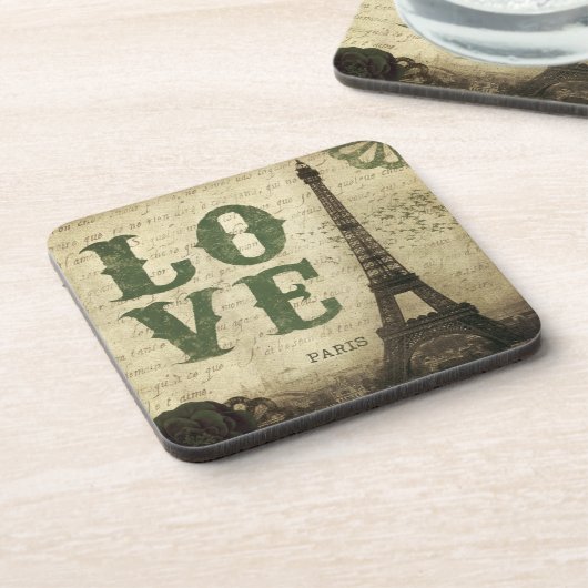 Vintages Paris Getränkeuntersetzer (Linke Seite)