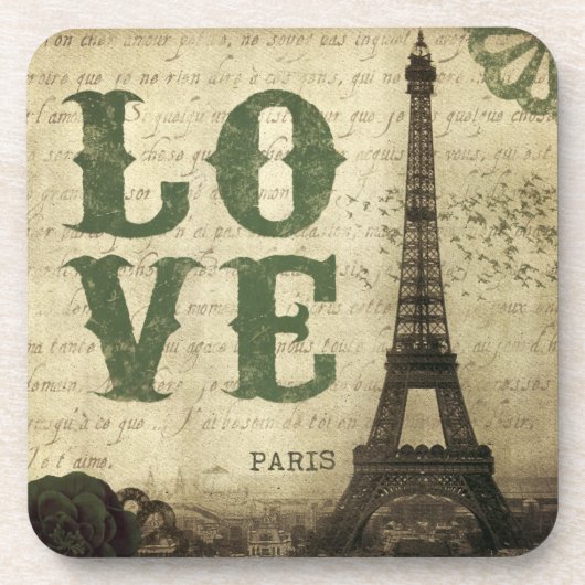 Vintages Paris Getränkeuntersetzer (Vorderseite)