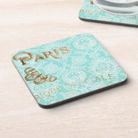 Vintages Paris-Gold-Design Getränkeuntersetzer (Linke Seite)