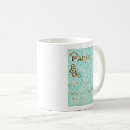 Vintages Paris-Gold-Design Kaffeetasse (VorderseiteRechts)