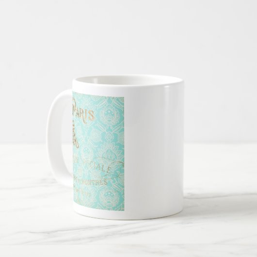 Vintages Paris-Gold-Design Kaffeetasse (Vorderseite Links)