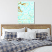 Vintages Paris-Gold-Design Leinwanddruck (Insitu (Schlafzimmer))
