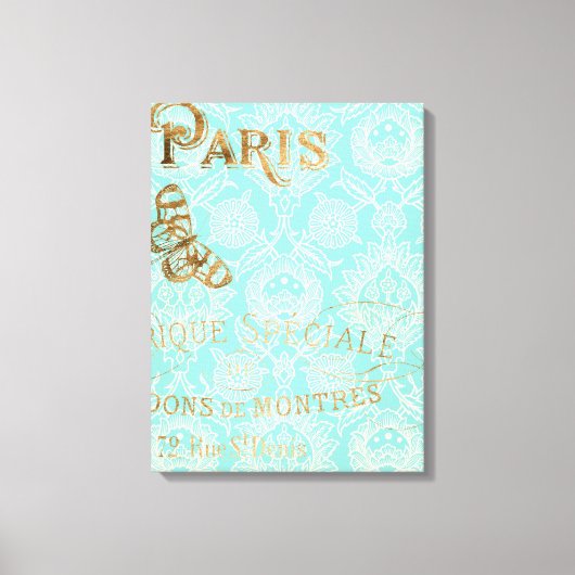 Vintages Paris-Gold-Design Leinwanddruck (Vorderseite)