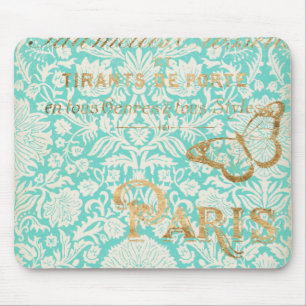 Vintages Paris-Gold-Design mit Schmetterling Mousepad