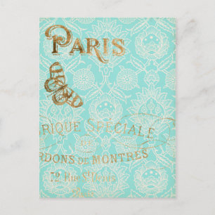 Vintages Paris-Gold-Design Postkarte