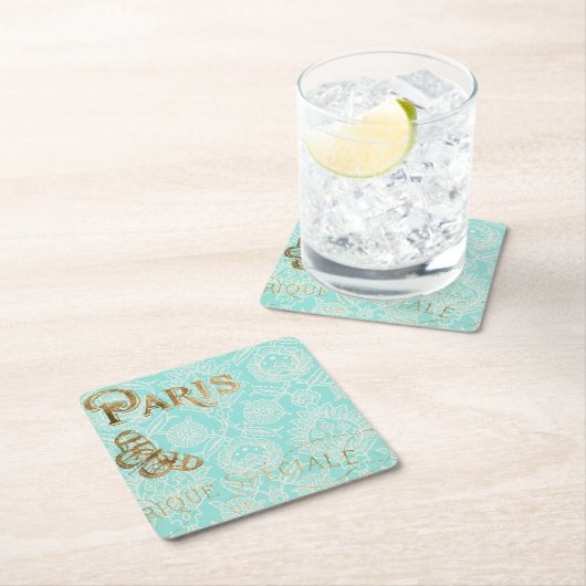 Vintages Paris-Gold-Design Rechteckiger Pappuntersetzer (Vor Ort)