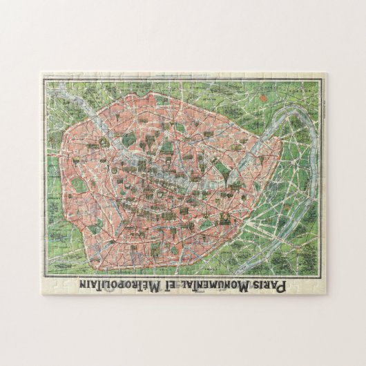 Vintages Paris-Kartenpuzzlespiel Puzzle (Horizontal)