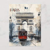 Vintages Paris mit dem Triumphbogen Postkarte (Vorderseite)