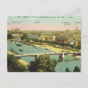 Vintages Paris, Panorama über der Seine Postkarte