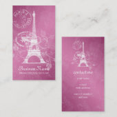 Vintages Paris-Postkarten-Rosa Visitenkarte (Vorne/Hinten)