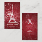 Vintages Paris-Postkarten-Rot Visitenkarte (Vorne/Hinten)