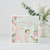Vintages Paris Princess Shabby Chic 1. Geburtstag Einladung (Stehend Vorderseite)
