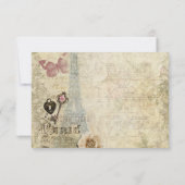 Vintages Paris Roses Lock & Key Wedding RSVP Karte (Rückseite)