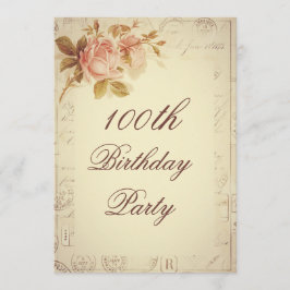 Vintages Paris stempelt Chic-Rosen-100. Geburtstag Einladung
