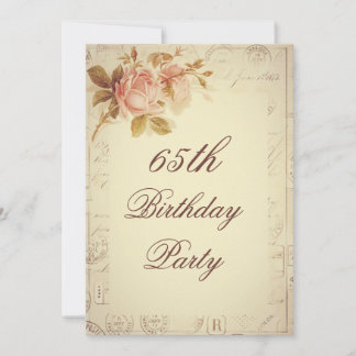 Vintages Paris stempelt Chic-Rosen-65. Geburtstag Einladung