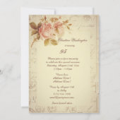 Vintages Paris stempelt Chic-Rosen-95. Geburtstag Einladung (Rückseite)