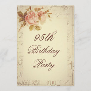 Vintages Paris stempelt Chic-Rosen-95. Geburtstag Einladung