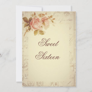 Vintages Paris stempelt Chic-Rosen-Bonbon 16 ab Einladung