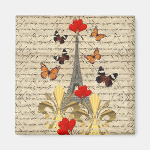 Vintages Paris und Schmetterlinge Magnet