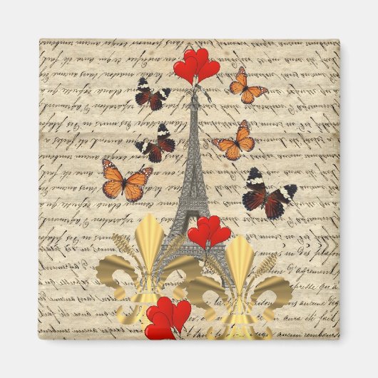 Vintages Paris und Schmetterlinge Magnet (Vorne)